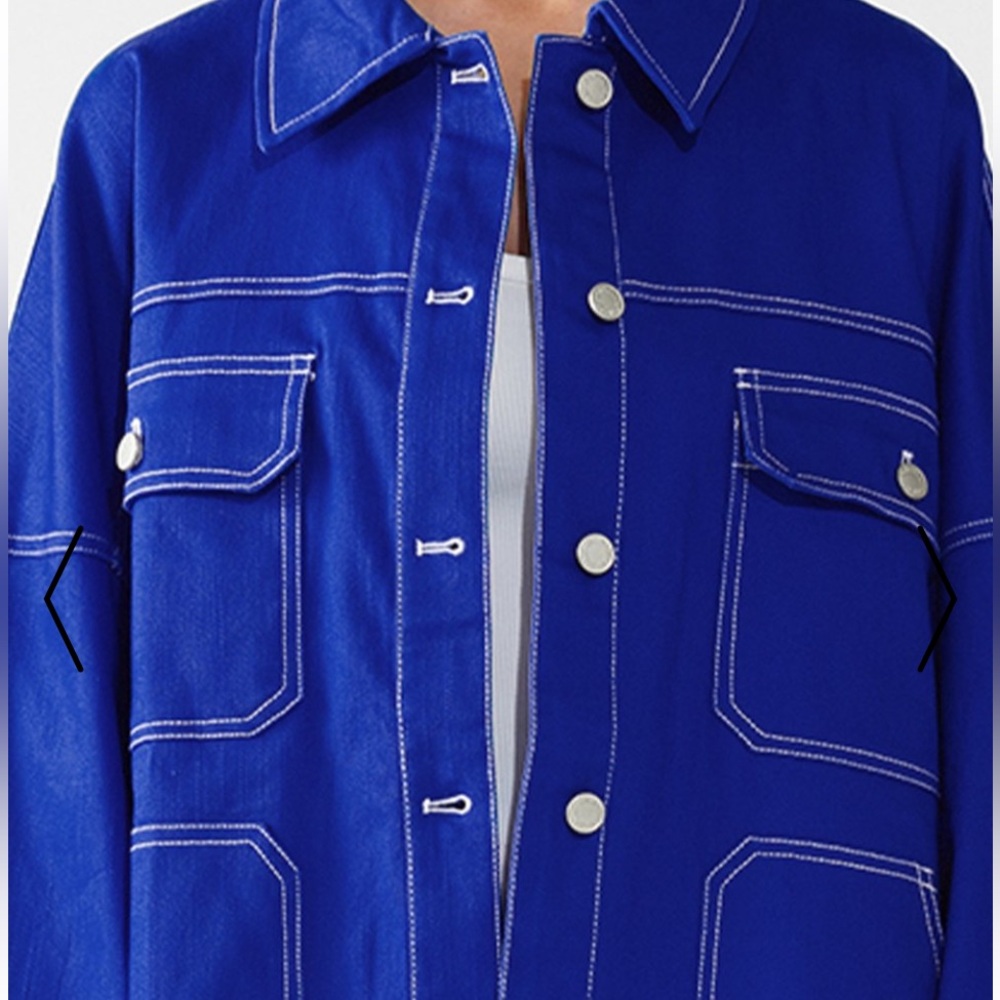 NWOT BY.DYLN Cooper Jacket in Cobalt, which features an oversized fit, Size S - Picture 5 of 12